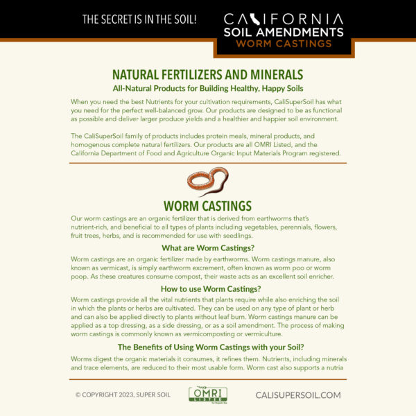 Worm Castings Back Label